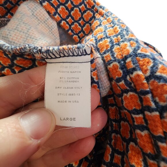 Judith March Womens Orange & Blue Geometric Patterned Cotton Blend Shorts Size L - Picture 4 of 4